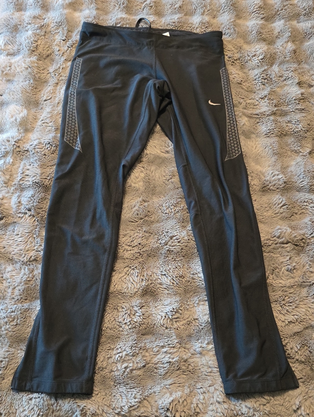 Nike Black Performance Running Leggings with Reflective Trim